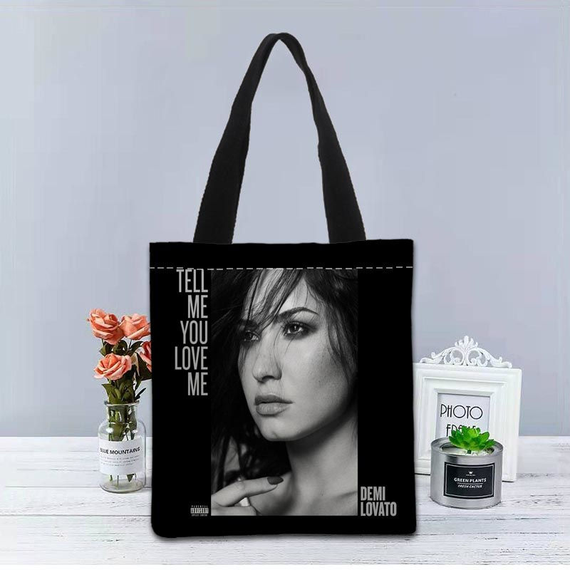 New Custom Demi Lovato printed Handbag canvas tote bags shopping travel Casual Useful Shoulder Bag women bag