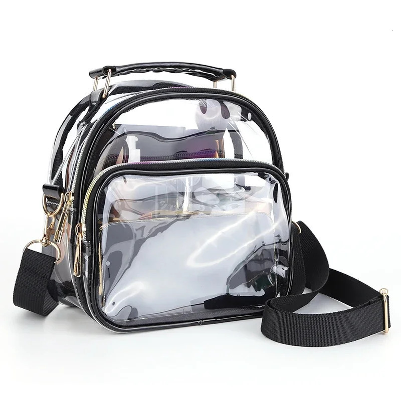 Transparent PVC Womens Small Handbag Stadium Approved Womens Transparent Bag Fashion Waterproof Casual Simple Cross Shoulder Bag 241107