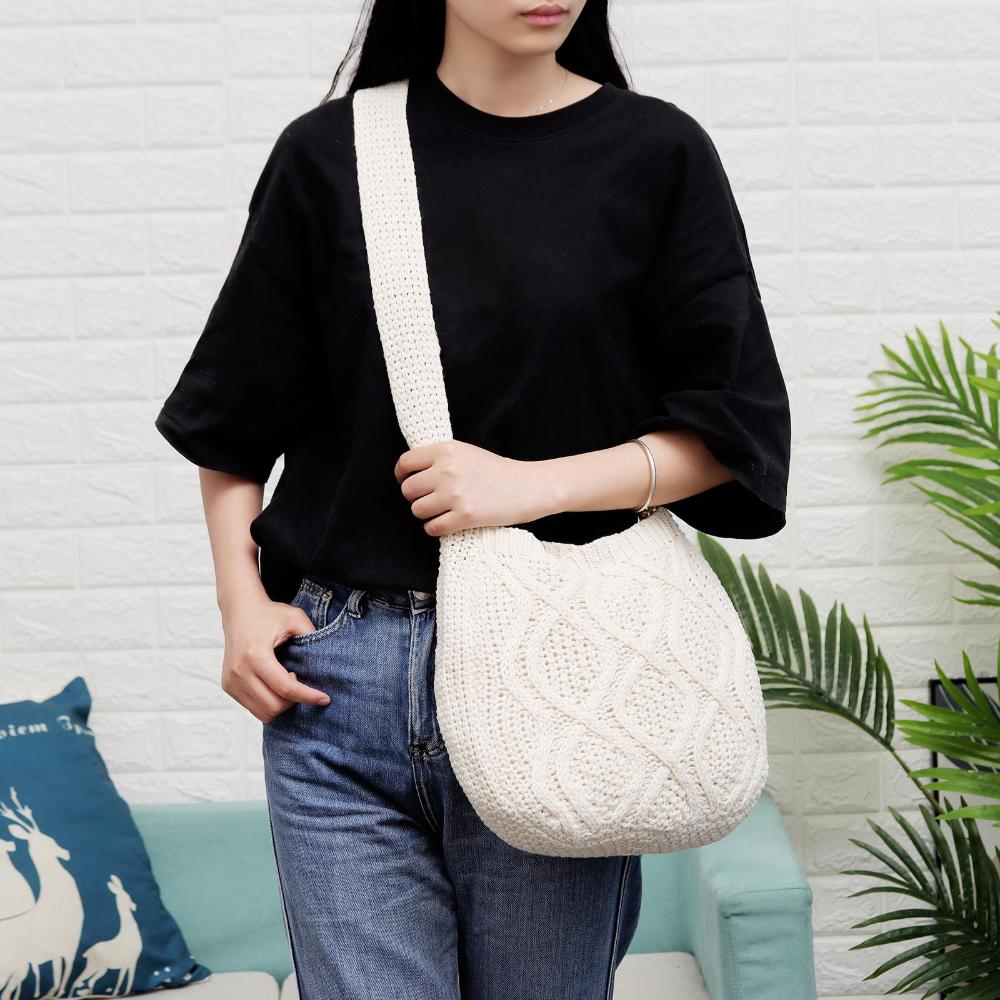 Fashion Women Hollow Woven Shoulder Bags Large Capacity Crochet Hobo Bag Knitting Handbags Female Tote Bag Shopping Bag
