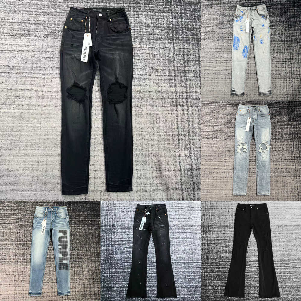 top quality purple brand jeans Thickened fabric bell-bottomed pants soft label denim trousers Mens pants straight retro daily outfit casual designer jeans for men