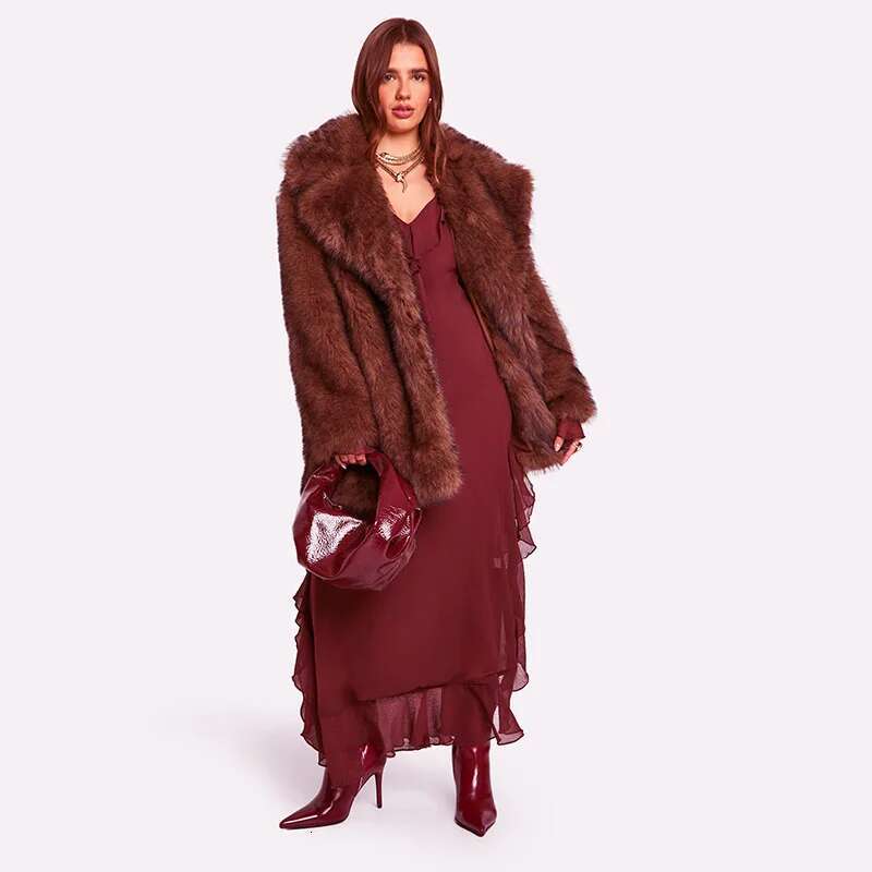 Talenza Ruffled Mesh Women's Red V-Neck Long Sleeve Elegant Maxi Skirt High Waist Vintage Patchwork Robe Party Dress