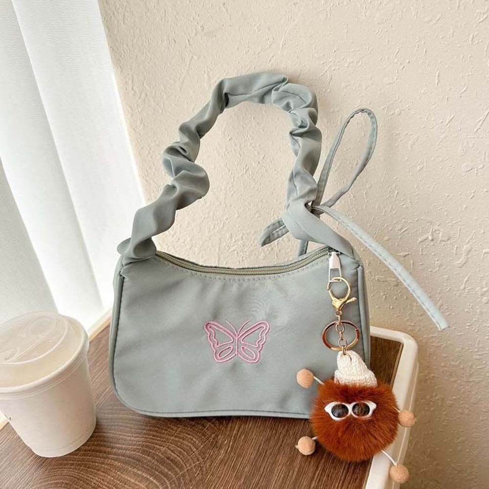 Embroidery Bowknot Butterfly Shoulder Bag Y2k Style Oxford Nylon Bow Tote Bag Large Capacity Korean Style
