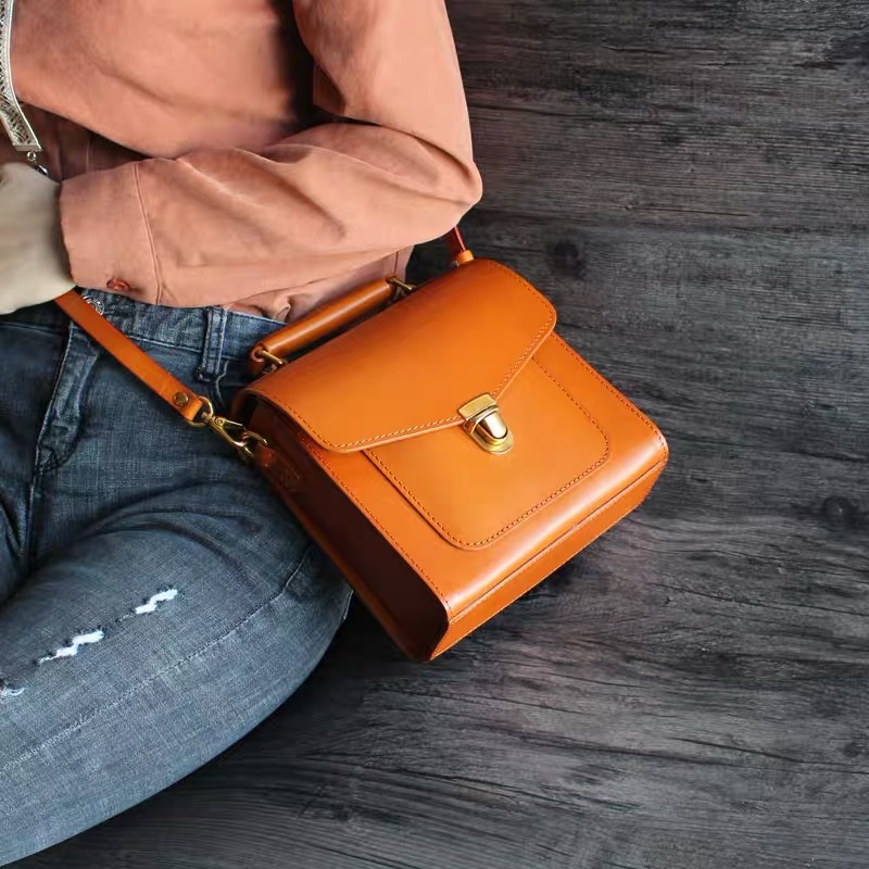 Preppy Style Handmade Genuine Leather Female Mini Handbag Women's Satchels Bag Authentic Cowskin Lady Small Cross Shoulder Bag
