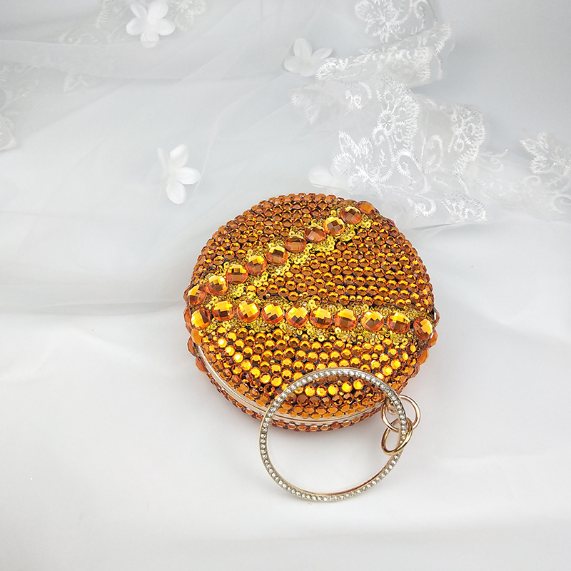 Fashion Crystal handbags Royal Blue/Orange Women Evening Bags Chain Shoulder Bags Rhinestone arty Purse Day Clutches