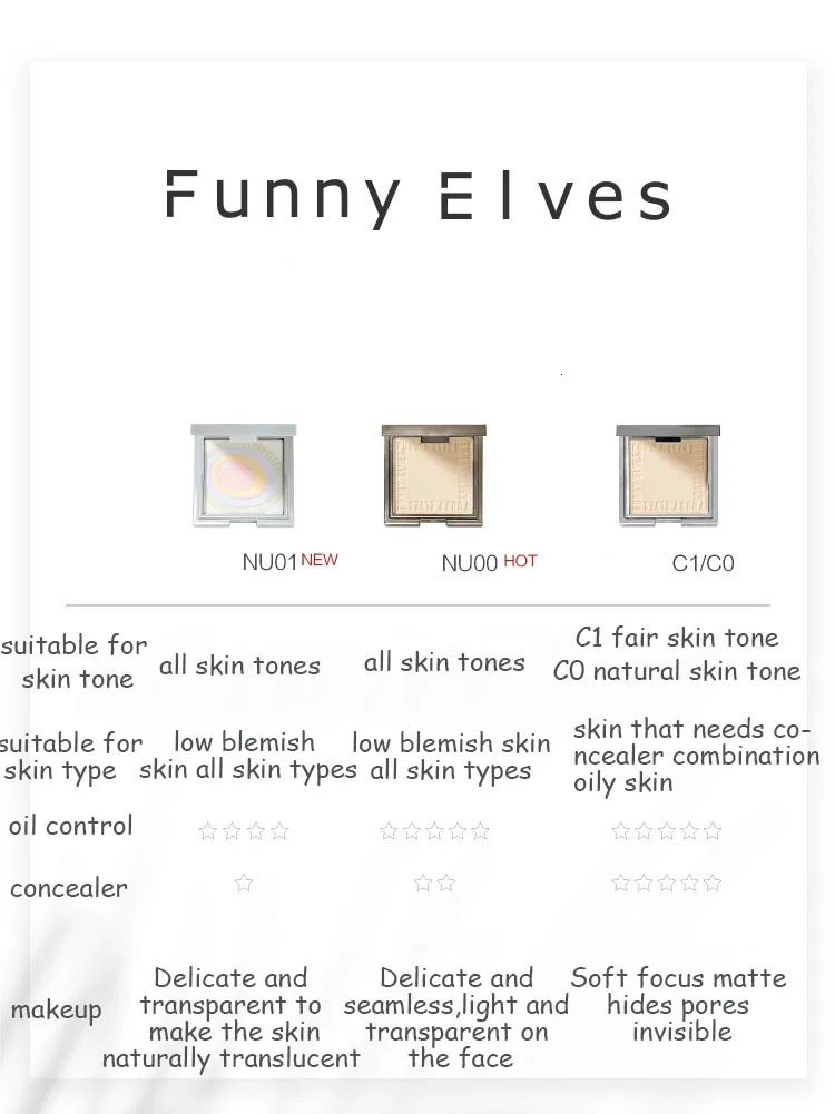Funnyels Nebula Five Color Powder Skin Long lasting Makeup and Oil Control Powder Makeup Cosmetics 241107