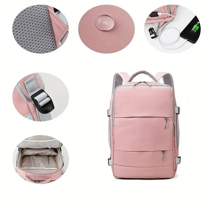Womens large capacity travel multifunctional backpack with shoe storage compartment multi-layer dry wet separation waterproof 241106ww12