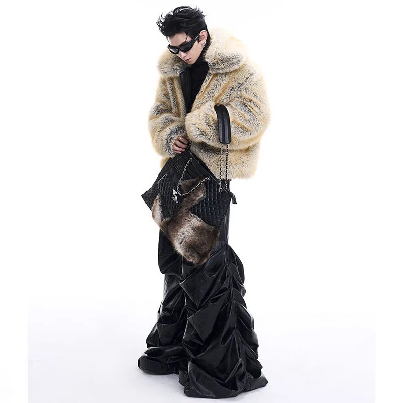 LUZHEN High end Mink Thick Coat for Winter Handsome High quality Niche n Artificial Fur Top for Men LZ6797 241107