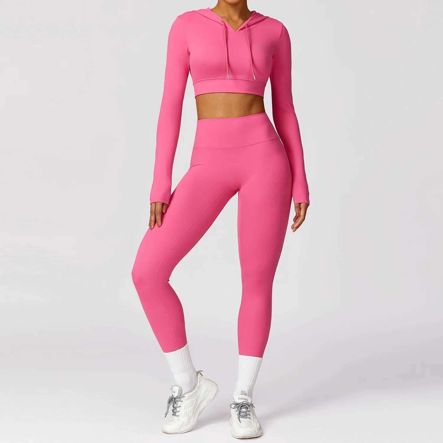 Women's Tracksuits 2pcs Seamless Yoga Set Gym Clothes Sportswear Yoga Suit For Women Tracksuit Fitness Long Sleeve Crop Top Sports Bra Gym Leggin