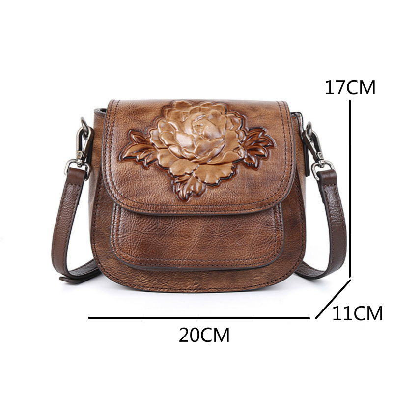 MOTAORA Women Shoulder Bag Luxury Retro Saddle Bags For Ladies Genuine Leather Messenger Bags Female Handmade Embossed Women Bag