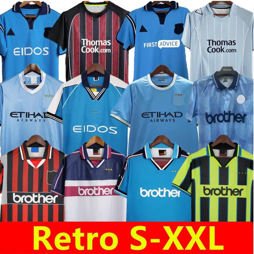 Mans Retro Soccer Jerseys 72 97 98 99 00 11 12 1998 1999 2000 2011 2012 Haaland Gallagher CITIES WEAH Tevez Kun Aguero Dzeko Kompany Vintage Shirts Classic