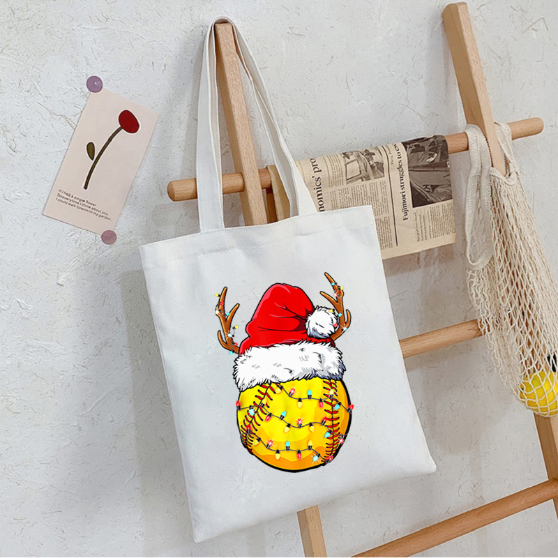 Christmas Santa Monster Truck Xmas Canvas Bags Shopper Shoulder Bag Big Women Designer Handbags Shopping Tote Casual Woman Tote
