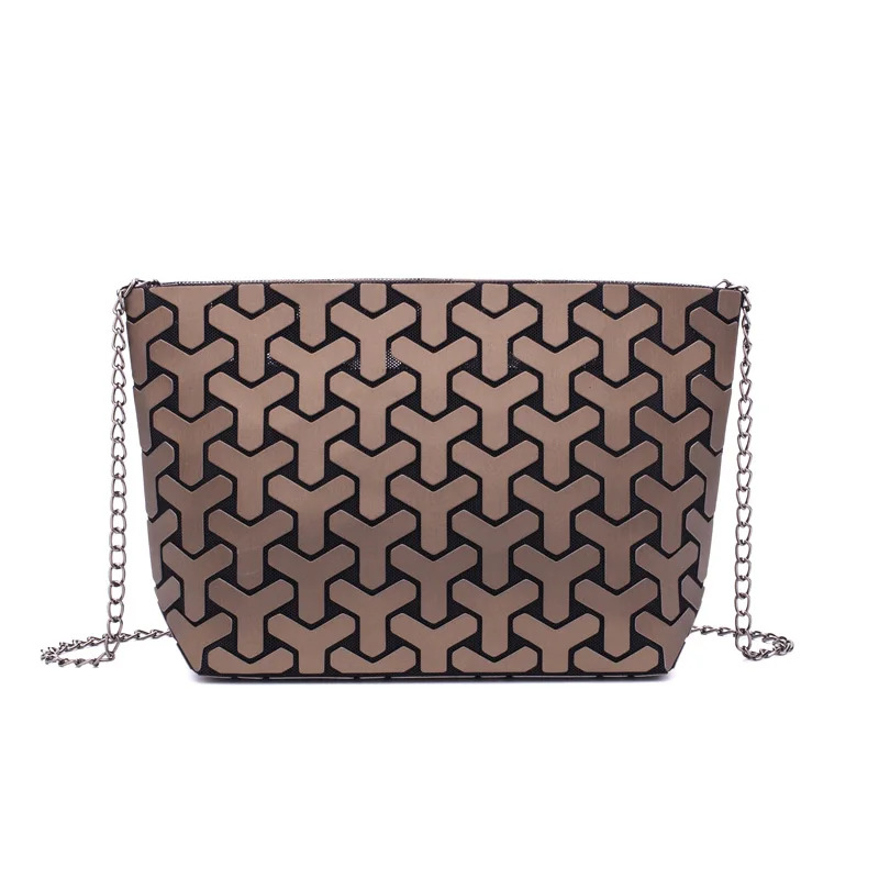 Women's Chain Shoulder Bag Fashion Geometry Women's Flat Fold Cross Bag Handheld Wallet