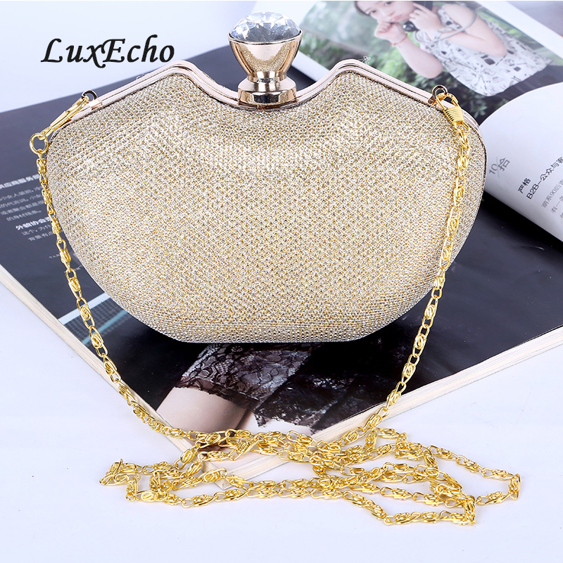 LuxEcho 2018 Rhinestone handbags single Chain Bride wedding purse Fashion party evening bags Day clutches Golden/silver