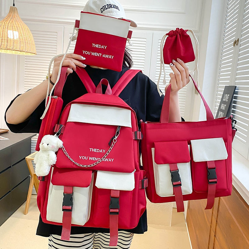 5 In 1 Multifunctional Women Backpack Fashion Nylon School Bag for Girls Multiple Pockets Bookbags Mochila
