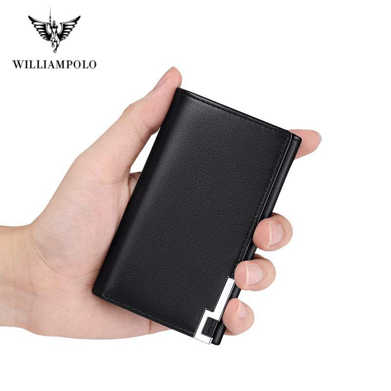 WILLIAMPOLO Cow Leather Men Key Holder House Keychain Bag Organizer Car Key Case Pouch Multifunctional Small Wallet Mini Purse