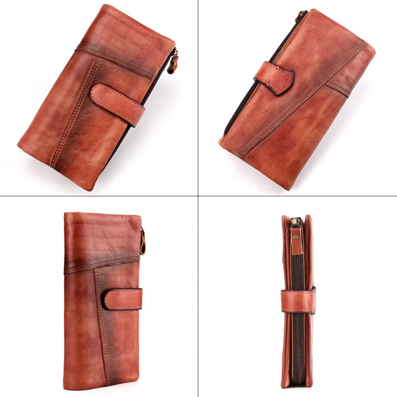Leather Wallets for Women Fashionable Real Cow Leather Long Wallet Purse Designer Male Female Clutch Purse Luxury Soft Wallets
