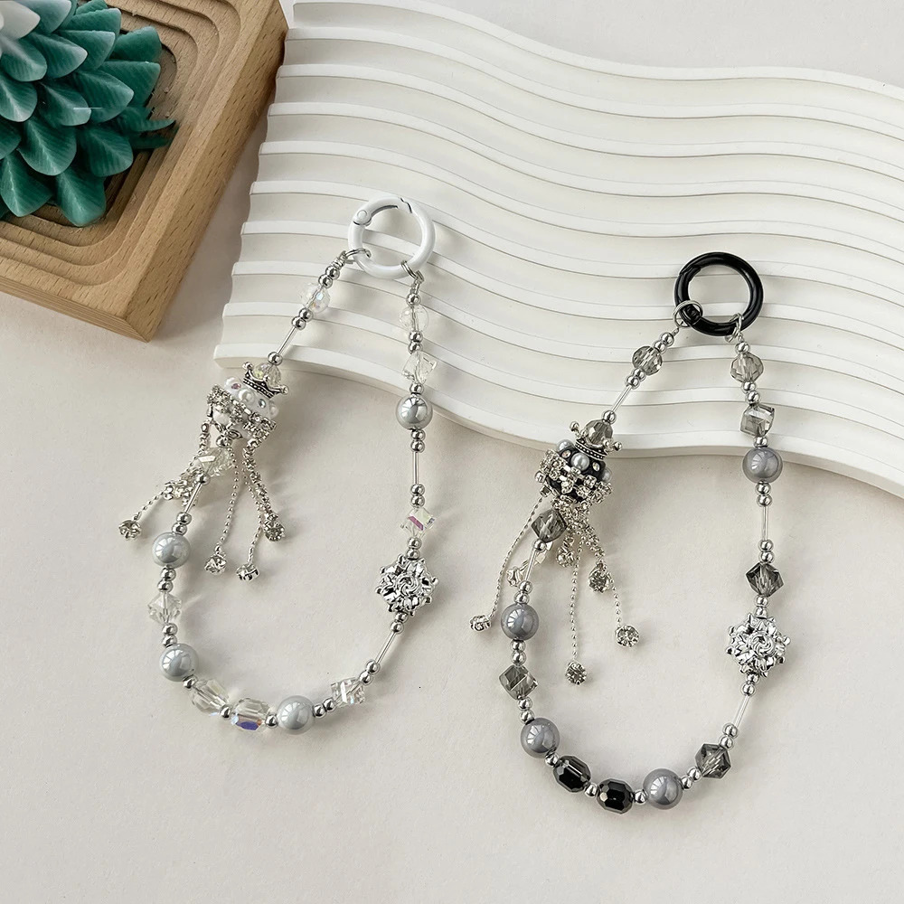 Gothic Tassels Crystal Nepal Bead Bag Pendant Keychain Phone Case Rope Anti Loss Phone Hanging Rope Jewelry Accessories 241107