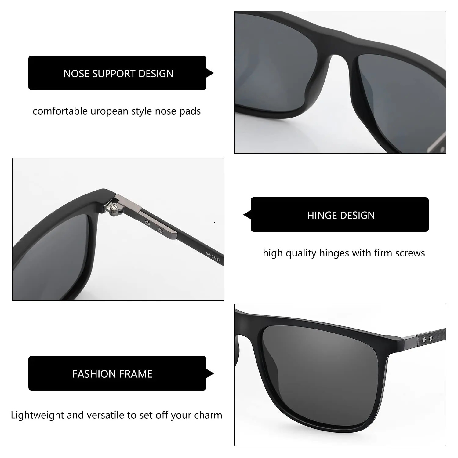 ZENOTTIC Square Polarized Mens Sunglasses Ultra Light Carbon Fiber Sunglasses Driving Fishing Golf Sports UV400 Protection 241106