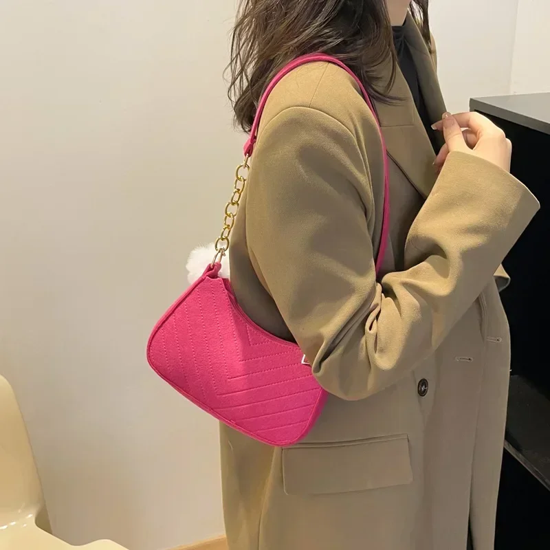2023 New Fashion Women Handbag Solid Color Casual Mini Underarm Bag Female Chain Shoulder Pouch Hot Sale Ladies Leather Tote Bag