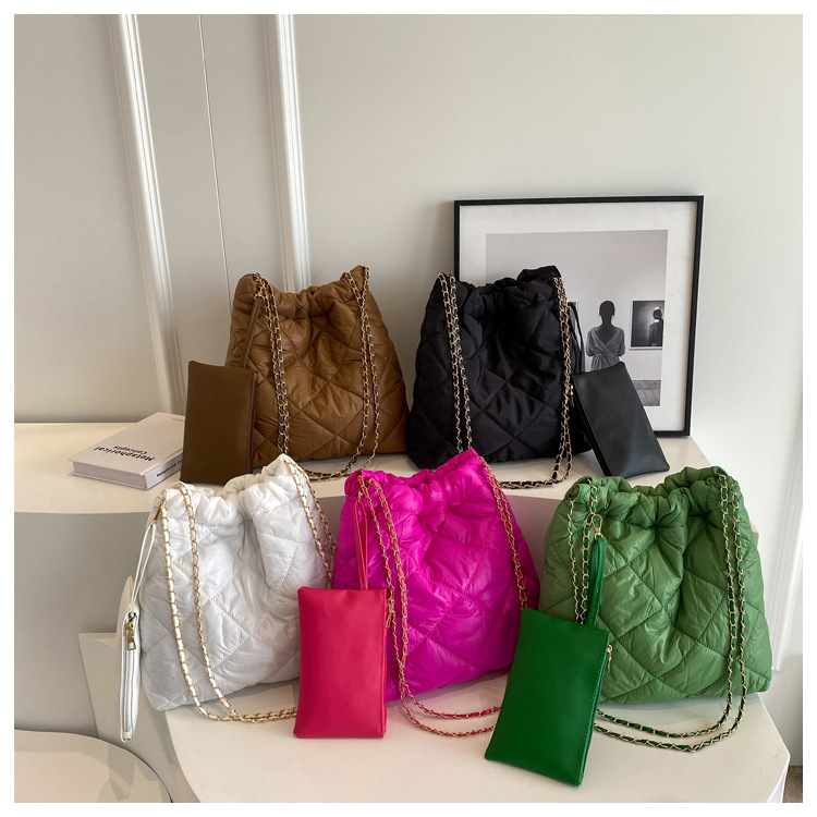 Brand Designer Canvas Plaid Quilted Women's Shoulder Bag Casual Chain Crossbody Bag Large Square Handbag and Purse