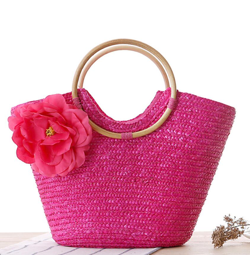 Women's boutique woven handbags fashion flowers handkerchief straw beach bag large capacity dumplings women's handbag wholesome