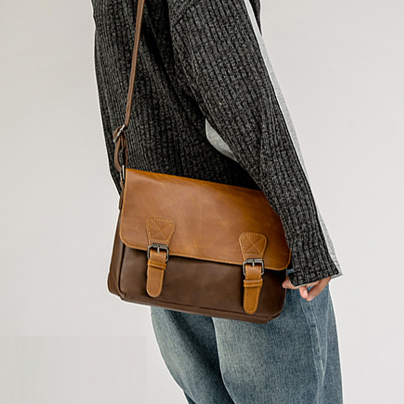 Fashion Men’s Crossbody Bag PU Leather Shoulder Handbag Vintage Male Messenger Bags High Quality Flap Purse Bags for Women