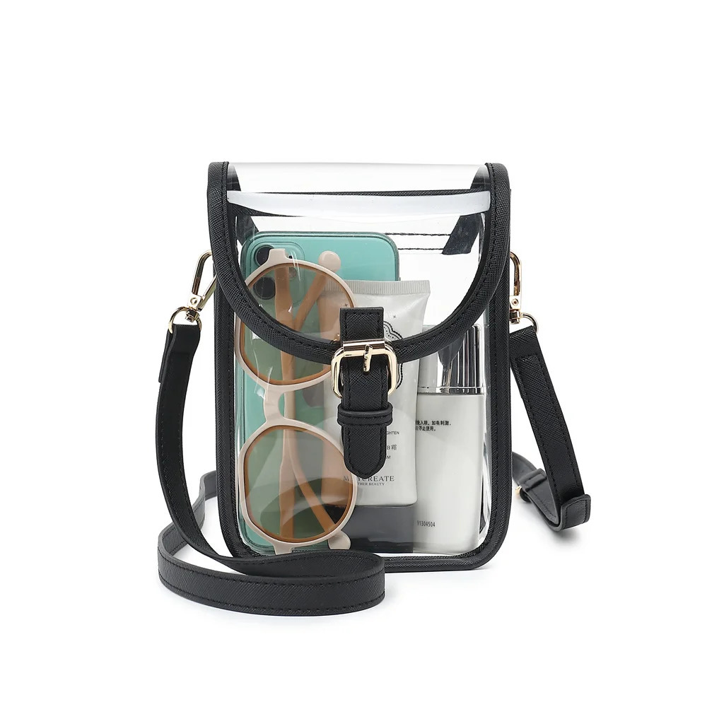 PVC transparent shoulder bag PU leather transparent messenger bag casual shoulder bag jelly transparent womens handbag 241107