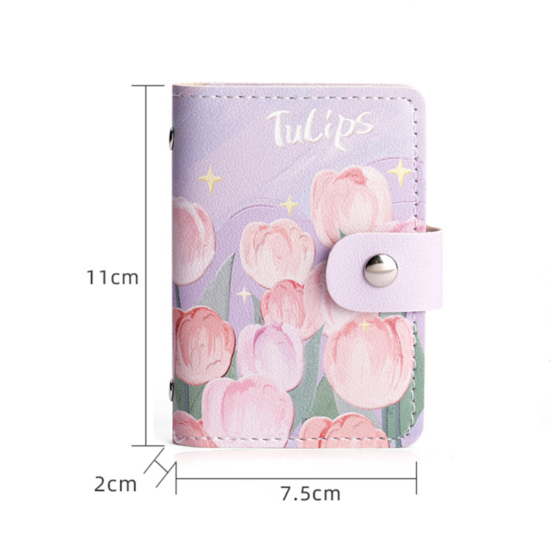 Large Capacity Retro Oil Painting Card Storage Bag For Women Multi-card Slot Driving License Clip Card Slot Coin Purse Compact