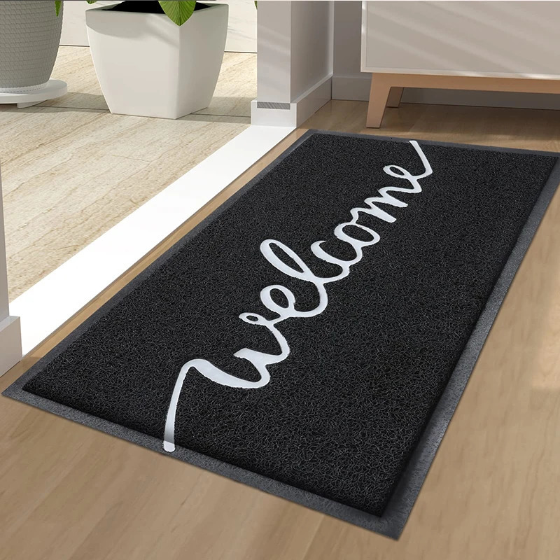Homaxy Welcome Entrance Lettered PVC Door Mat Indoor Non Slip Rubber Dirt Trap Absorbent Washable Floor 241107