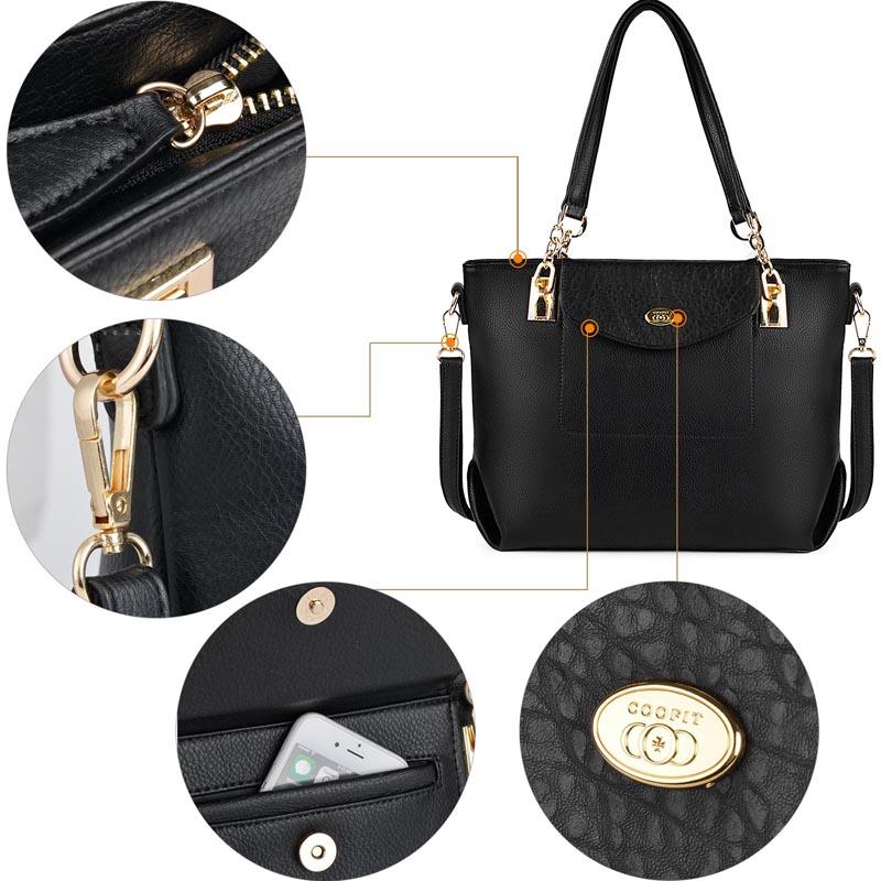 3Pcs Composite Bags Set Women Ladies Handbag Fashion Metal Embossed Crossbody Bag With Bucket Handbag And Coin Pouch