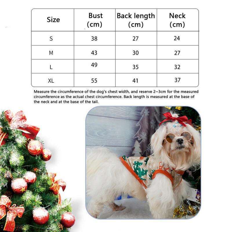 Merry Shirt Fashion Dogs Christmas Tree Skirt And Vest Girl Dog Holiday Dress Lightweight Puppy Clothes Pet