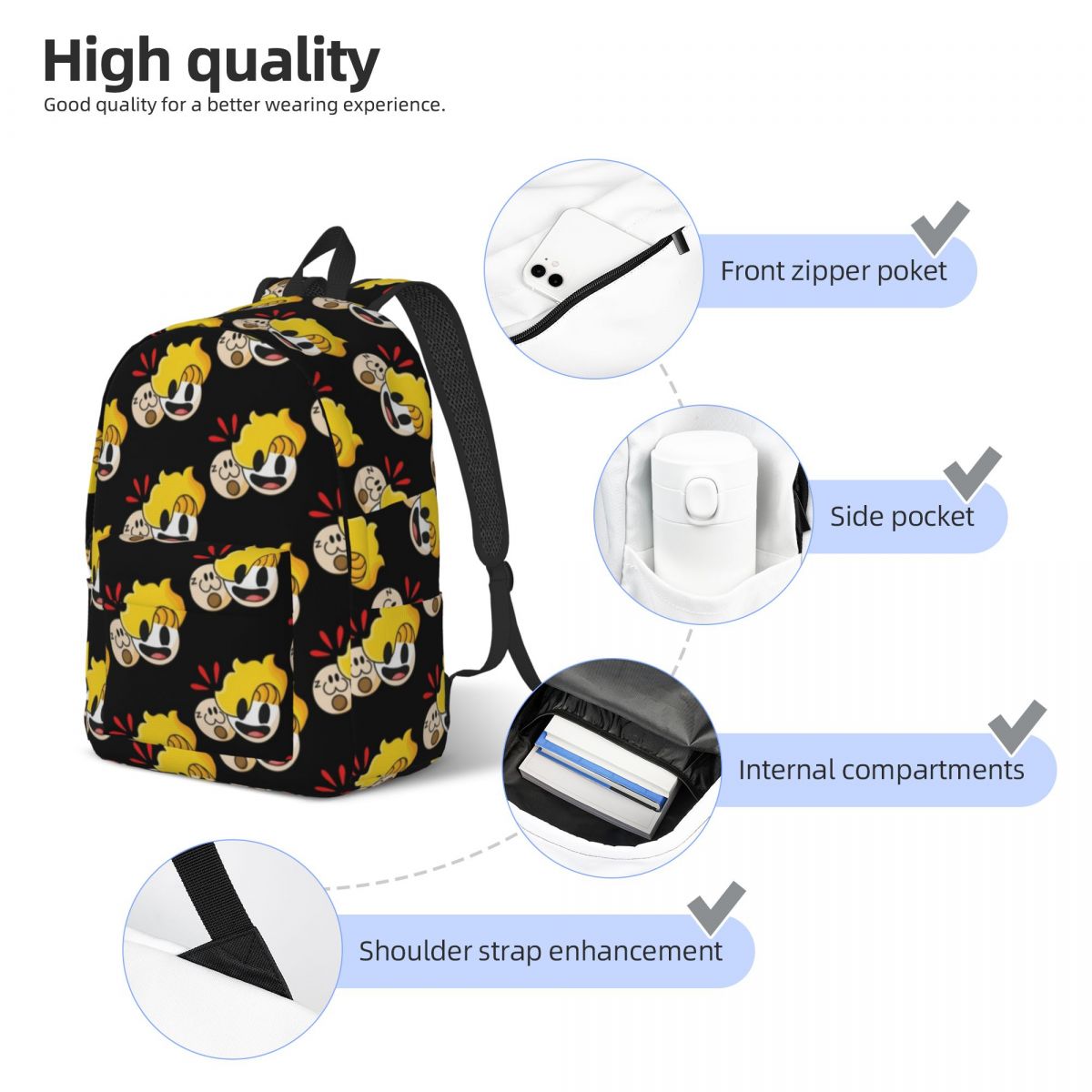 Haminations Backpack Cartoon BRYSON HAM Hiking Backpacks Teen Novelty School Bags Custom Soft Christmas Gift Rucksack