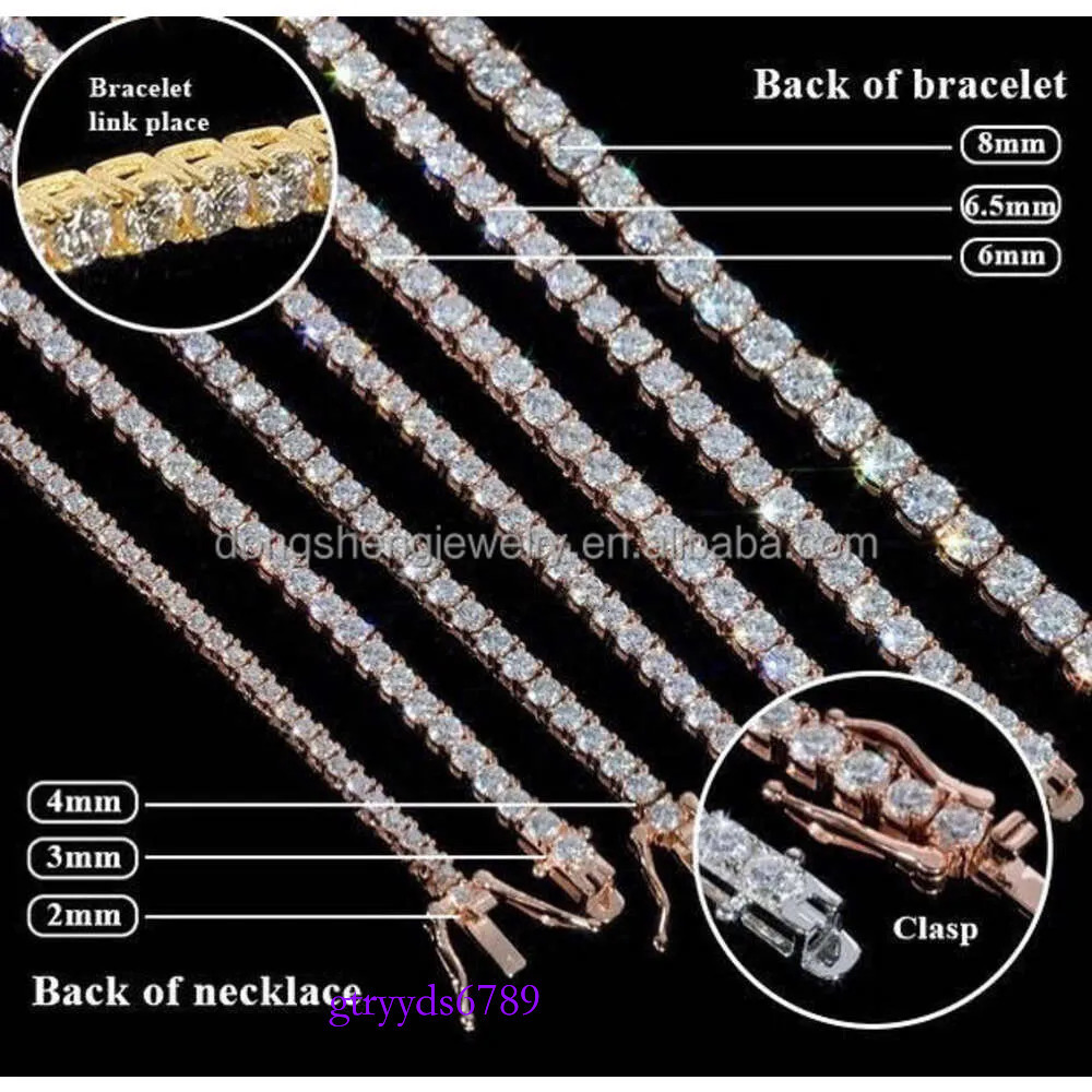Factory Custom Cheap China Wholesale Blue Vvs Moissanite Dia Cluster Tennis Chain