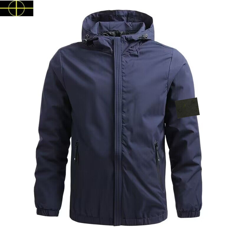stone jumper cargo jacket Large man Coat Spring Autumn hoody Men's Stand Collar Hooded Solid Color Men's Casual Windproof Outdoor Coat New Hot Sale