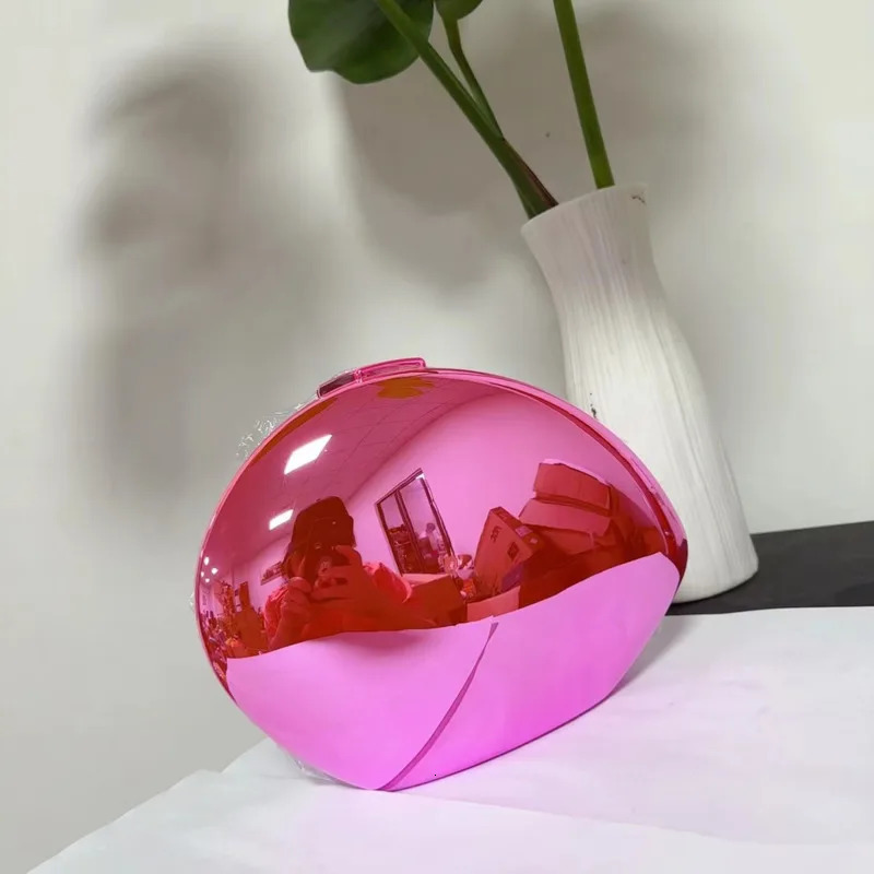 Smooth mirror acrylic egg shaped clutch bag for womens er evening party cute wallet shell handbag high-quality metal style 241107