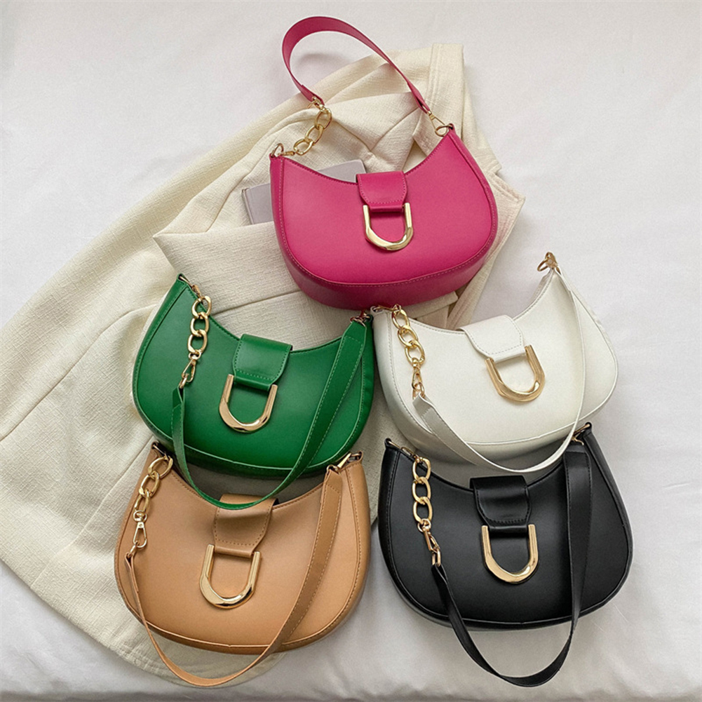 PU Leather Fashion Designer Crossbody Bags For Women Travel Shoulder Bags Cute Half Crescent Handbags and Purse Armpit Hobo Bag