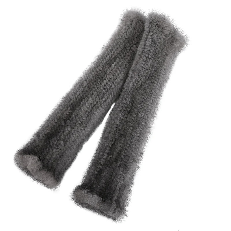 Naturan mink fur womens winter warm long genuine mink fur gloves womens knitted high-quality elastic genuine mink fur gloves 241106