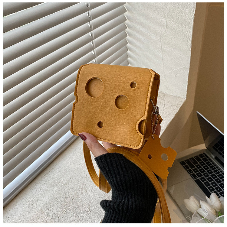 Mini PU Leather Bags Women's Triangle and Square Cheese Shaped Cute Earphone Lipstick Purses Handbags Crossbody Shoulder Bag