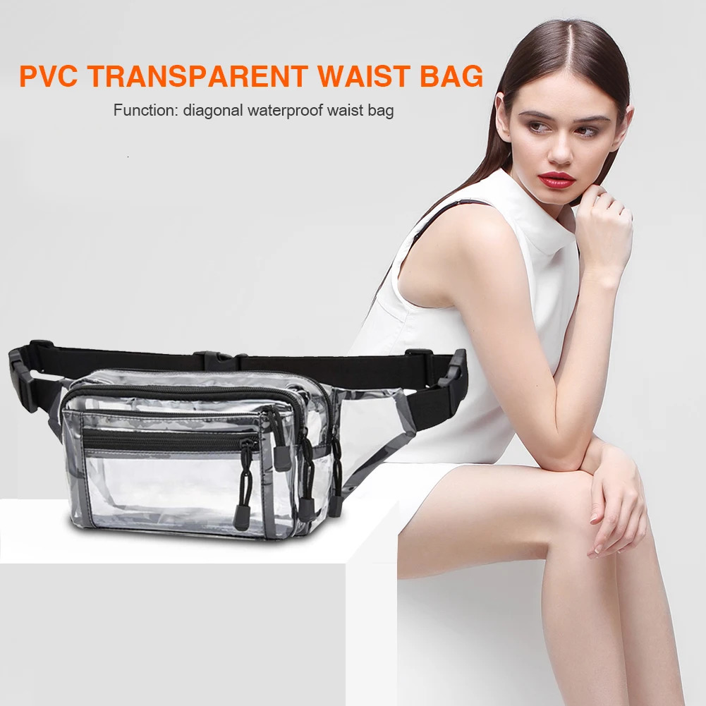 Womens Transparent PVC Chest Bag Waterproof Strap Bag Womens Toilet Messenger Bag 241106