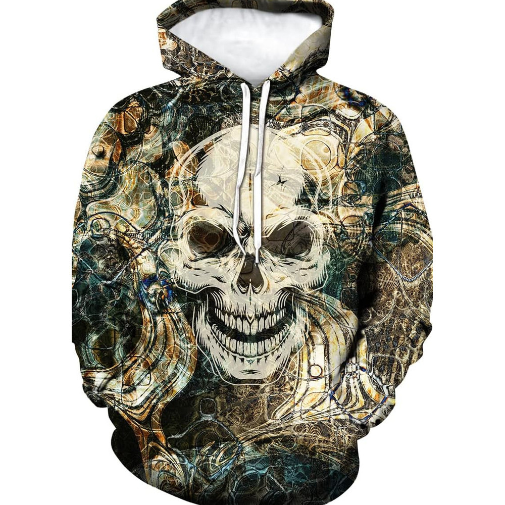 Hoodie for Mens Womens Mens Skull 3D Graphic Print Hoodie Sweatshirts Pullover Tops with Pocket Graphic Trendy skull pattern