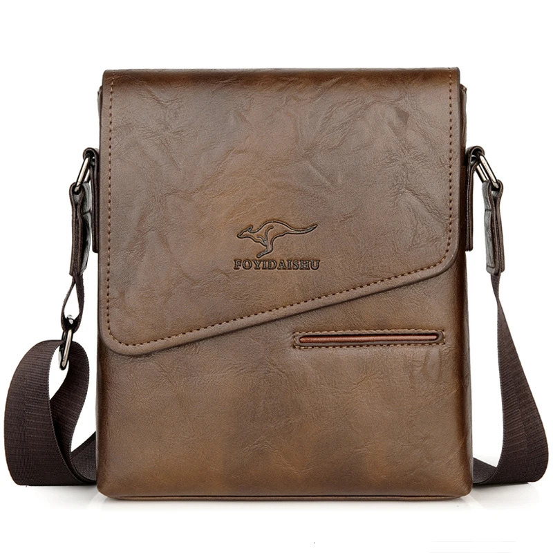 Kangaroo y Vintage Men Shoulder Bag Leather Messenger Waterproof Office Business Crossbody For Male Handbags 241106