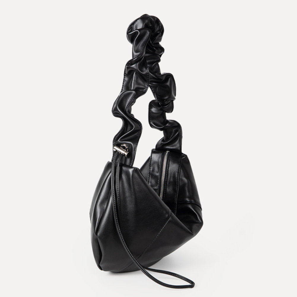 Women Pleated Dumpling Bag Large Capacity PU Drawstring Hobo Bag Stylish Crossbody Bag Adjustable Strap for Party Vacation
