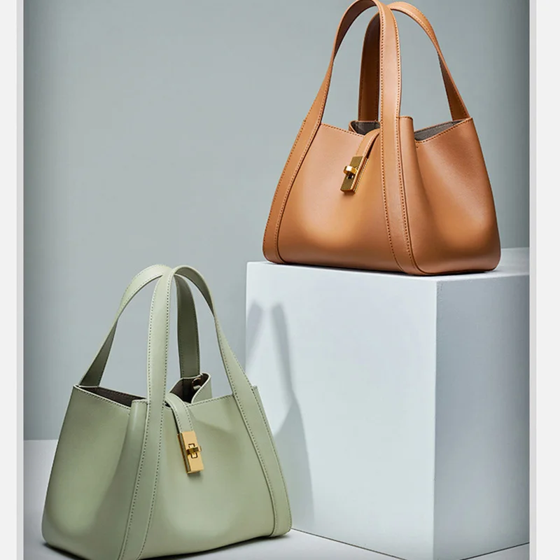 Genuine Leather Bucket Bags For Women 2024 Fashion Daily Shoulder Bags High Quality Totes Female Luxury Designer Crossbody Bag