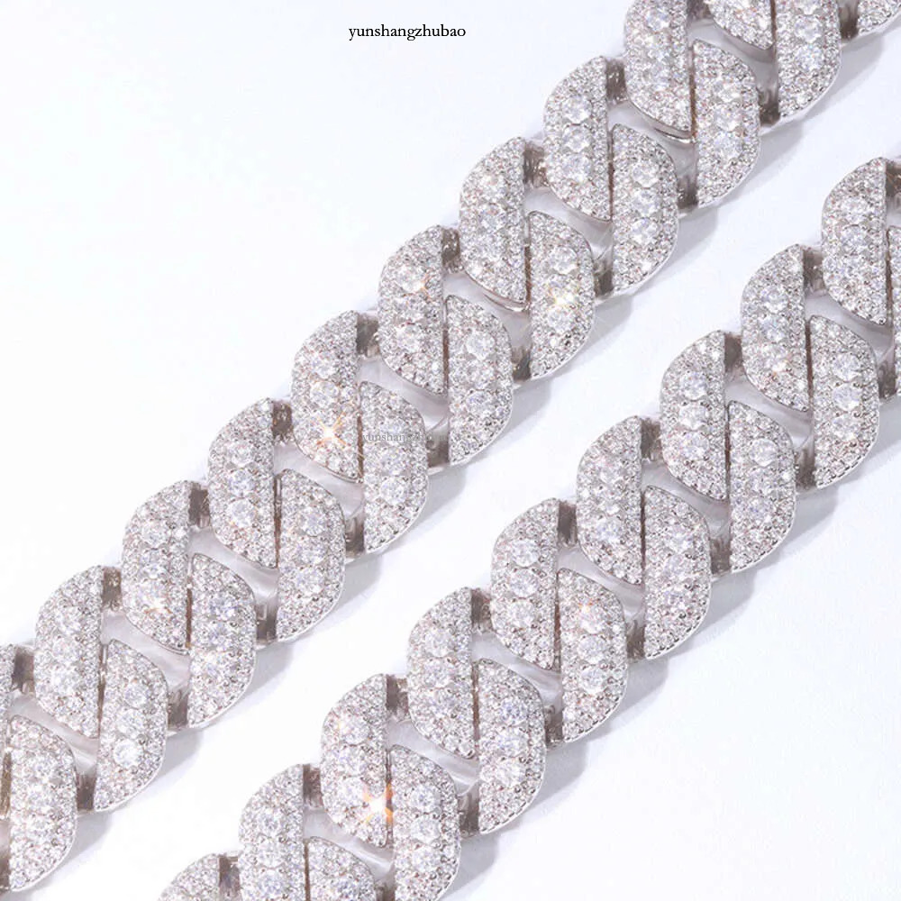 dia bracelets Sterg sliver with GRA vvs moissanite 14mm 2rows mens jewelry rapper necklace cuban k chain Free shipping