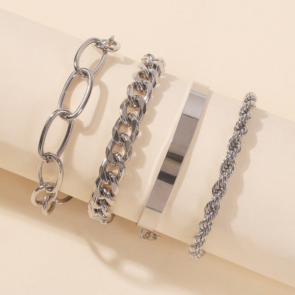 Cross Border Foreign Trade New Exaggerated Alloy Thick Chain Multi-layer Bracelet Women's European and American Fashion Gold Bracelet Bracelet