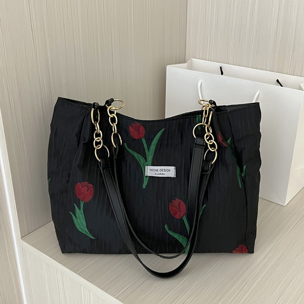 France Women's Handbags Trend Designer Floral Bags Tulip The Tote Bag Spring Summer Pearl Sac A Main Femme Shoulder Bag
