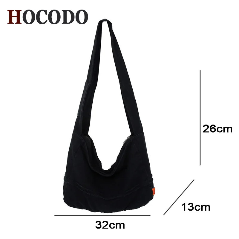 HOCODO Fashion Womens Messenger Bag Large Capacity Shopping Bag Neutral Canvas Student Shoulder Bag Solid Color Womens Handbag 241106