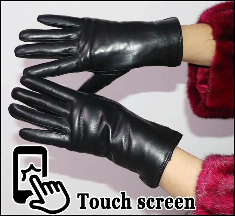 Leather fur sheepskin gloves womens sheepskin wool gloves thick warm leather wool gloves winter touch screen windproof 241106