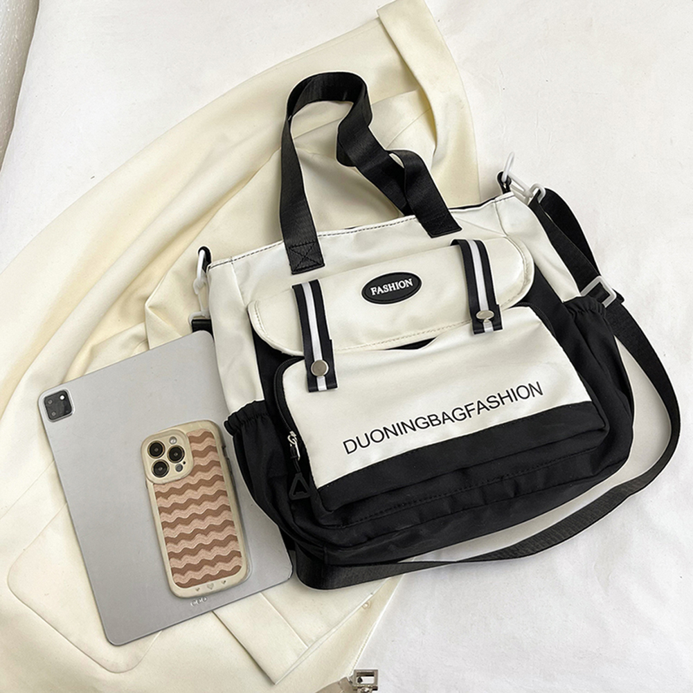 Colorblock Top Handle Bag Large Capacity Students Bookbag Shoulder Purse for Women Teen Girls Students