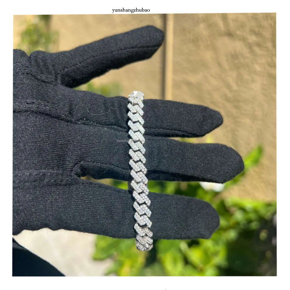 Hip Hop Mens Moissanite 8mm 10mm 12mm Width 2 rows S VVS Cross designer Hot bracelet